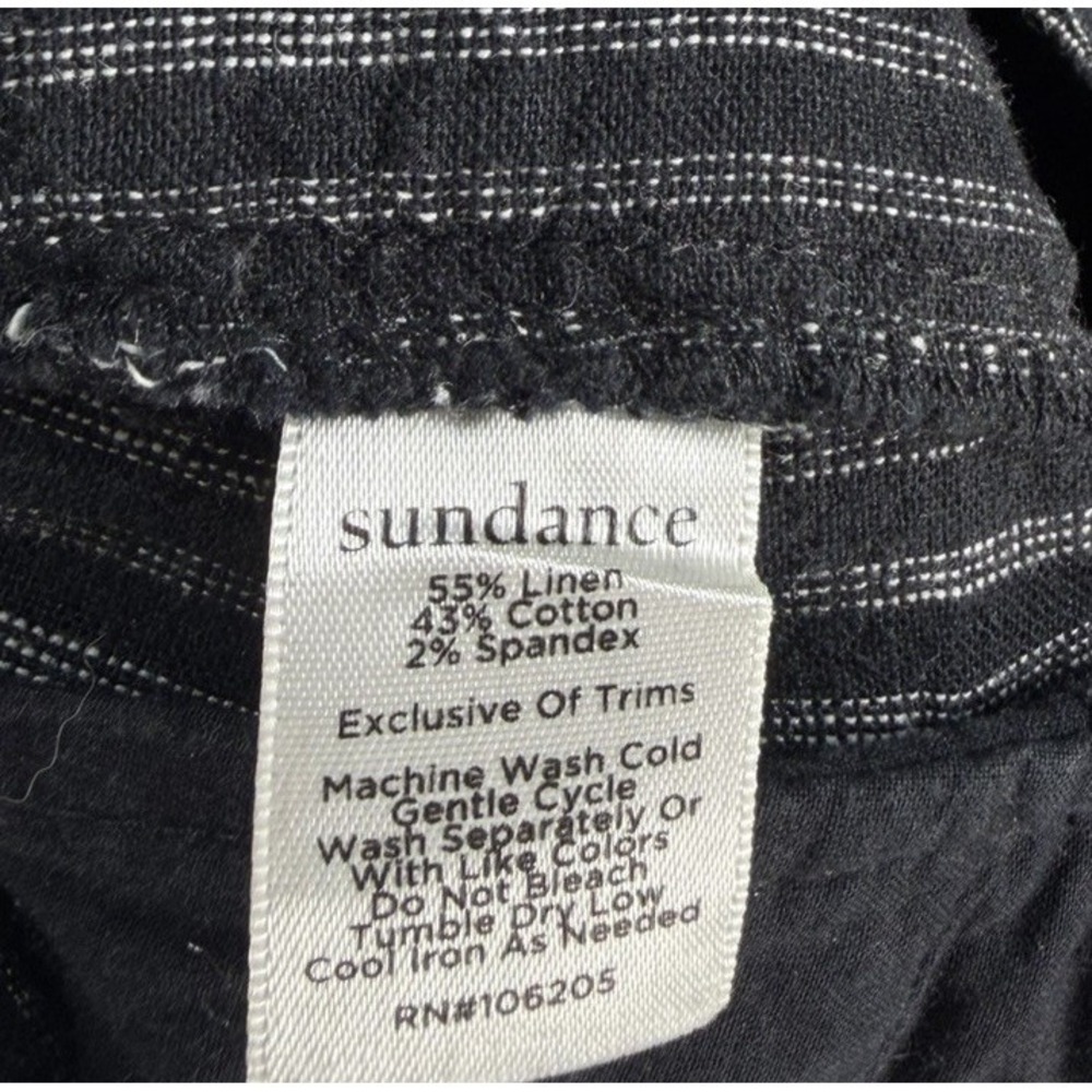Sundance Trouser Pant Women's Sz 8 Amelia Linen Blend Black Stripe Boho Chic - Picture 8 of 8